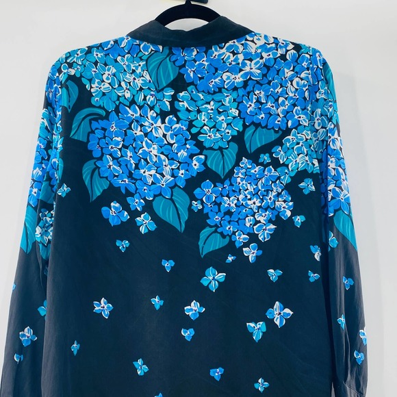 Bob Mackie Wearable Art Silk Blouse Hydrangea Beaded Vintage Style Size Small - Picture 11 of 13